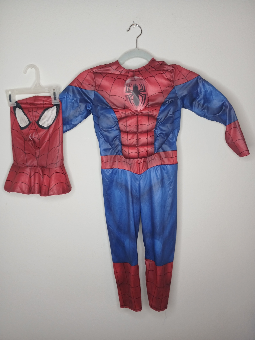 Spiderman Blue and Red Muscle Chest Superhero Costume with Mask
